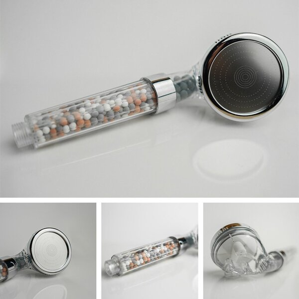 Showery® 3 Mode High Pressure & Water Softening Shower Head, NEW! 3-Layer Stone Filter / With Shower Hose