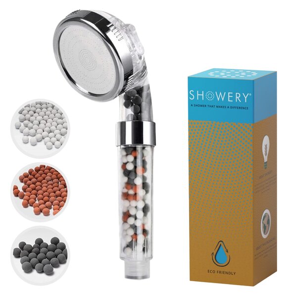 Showery® EcoFlow - Water Saving & Softening Shower Head, For electric showers