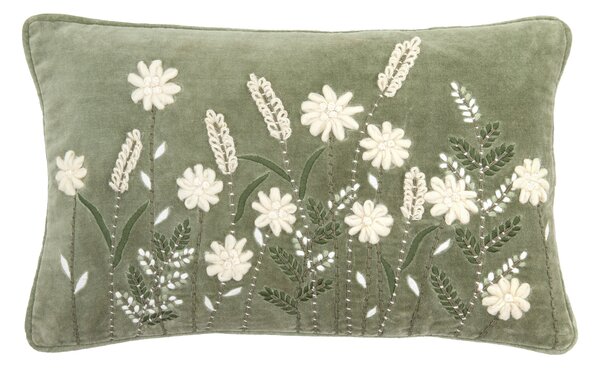 Ennerdale Velvet Floral 40cm x 60cm Filled Boudoir Natural