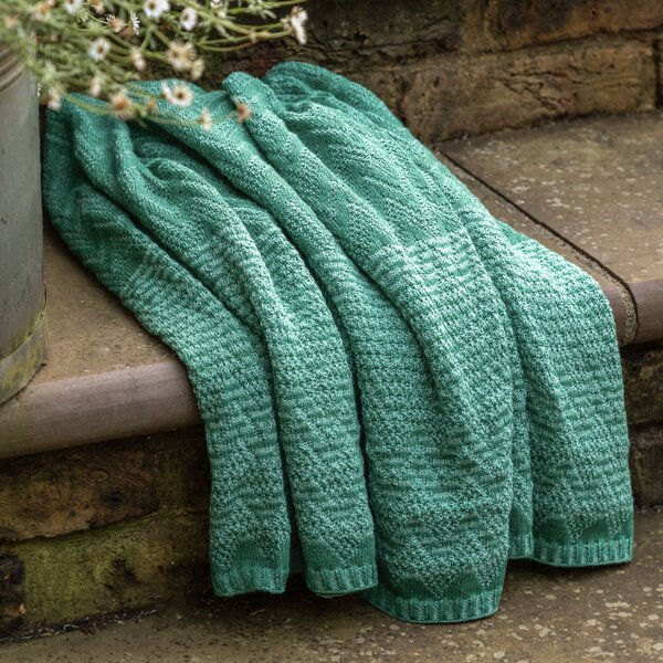 Nalu 130cm x 170cm Knitted Herringbone Throw Green