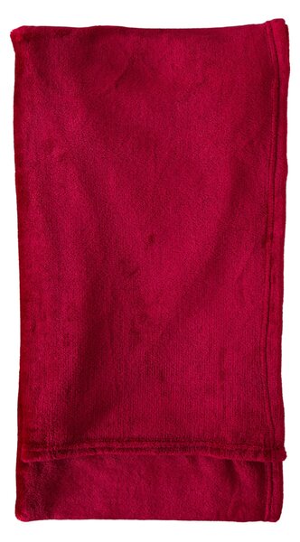 Rolled 140cm x 180cm Flannel Fleece Throw Red