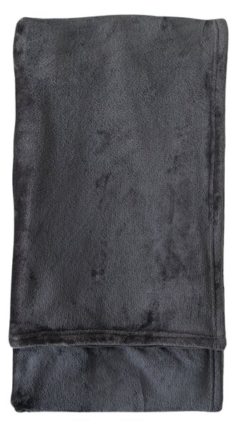 Rolled 140cm x 180cm Flannel Fleece Throw Charcoal