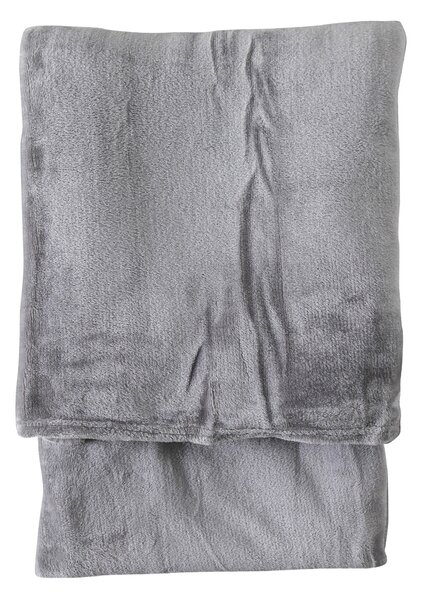Rolled 140cm x 180cm Flannel Fleece Throw Silver