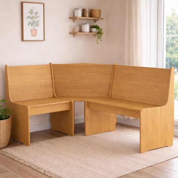 Conroe Wooden Corner Dining Bench In Honey Brown