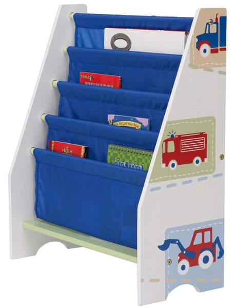 Worlds Apart Kid's Bookcase Trucks and Tractors White WORL230007