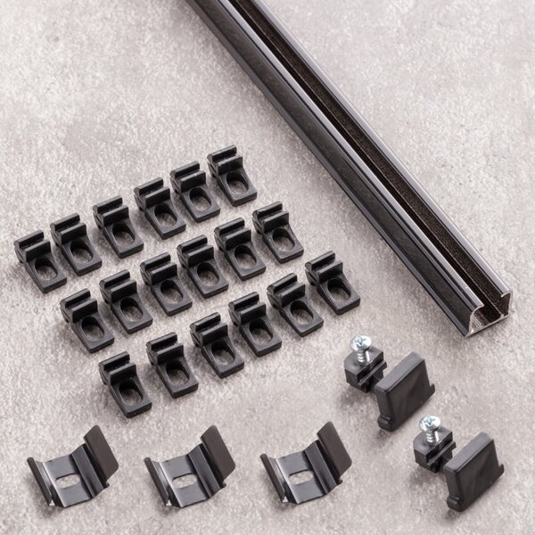 Set - TS single ceiling aluminium rail black 150 cm