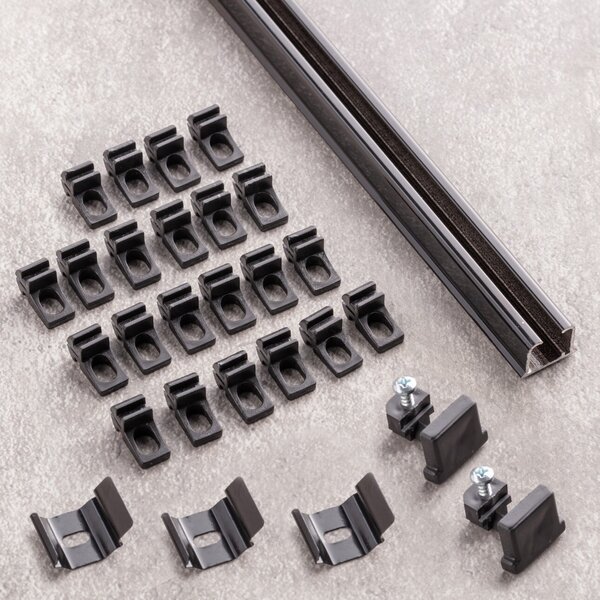 Set - TS single ceiling aluminium rail black 180 cm