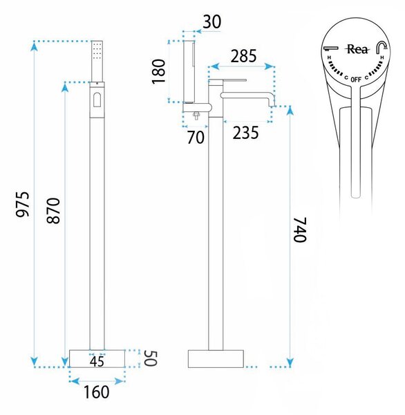 Free-standing faucet Rea Foster Brush Nickel