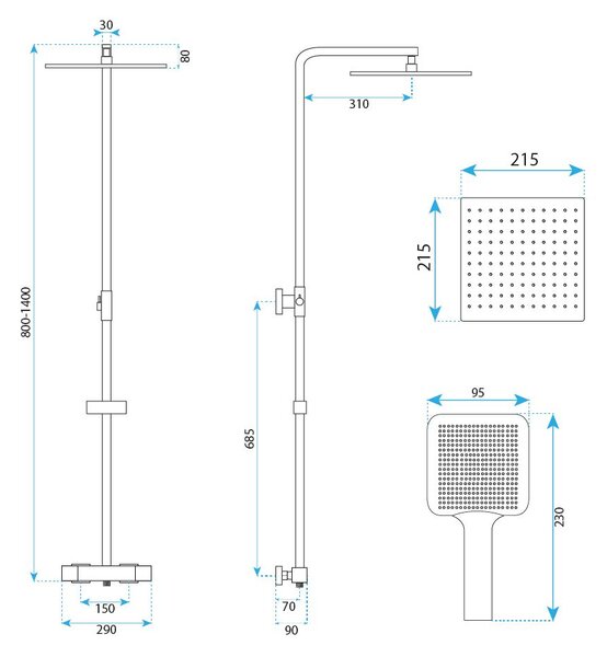 Shower set Rea Atrium Brush Gold