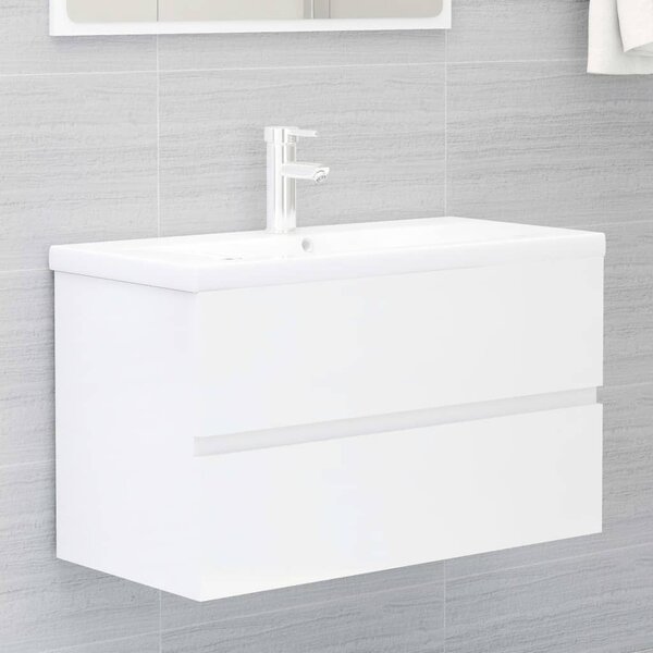 Sink Cabinet High Gloss White 80x38.5x45 cm Engineered Wood