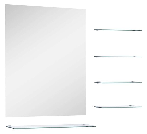 Wall Mirror with 5 Shelves Silver 50x60 cm