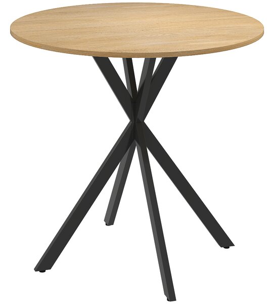 HOMCOM 80cm Industrial Round Dining Table - Oak