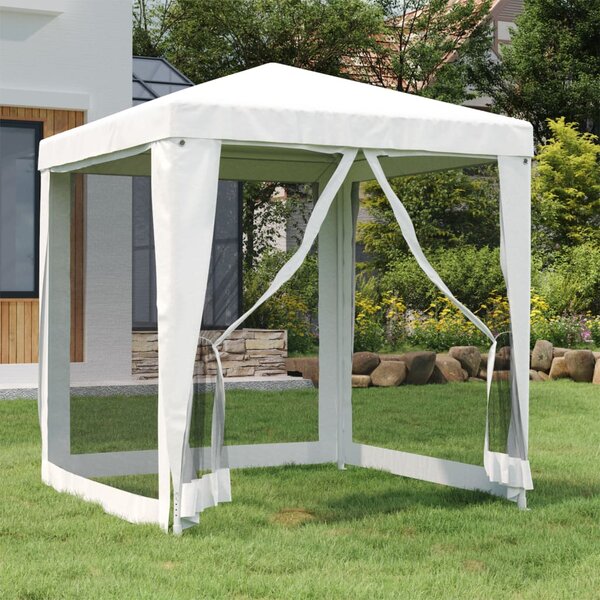 Party Tent with 4 Mesh Sidewalls 2x2 m White