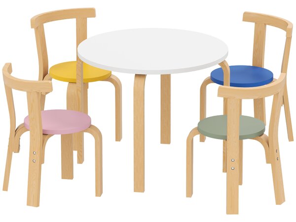 AIYAPLAY 5 Piece Kids Table and Chairs Set, Wooden Toddler Table and Chairs Set for Nursery, Playroom, Classroom, for 3-8 Years