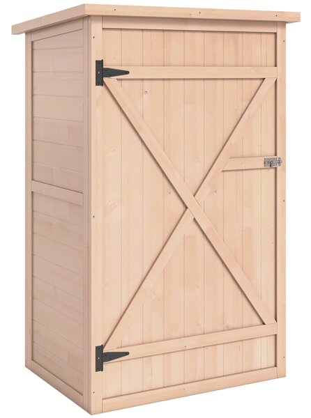 Outsunny Wooden Garden Storage Shed Fir Wood Tool Cabinet Organiser with Shelves 75L x 56W x115Hcm Aosom UK