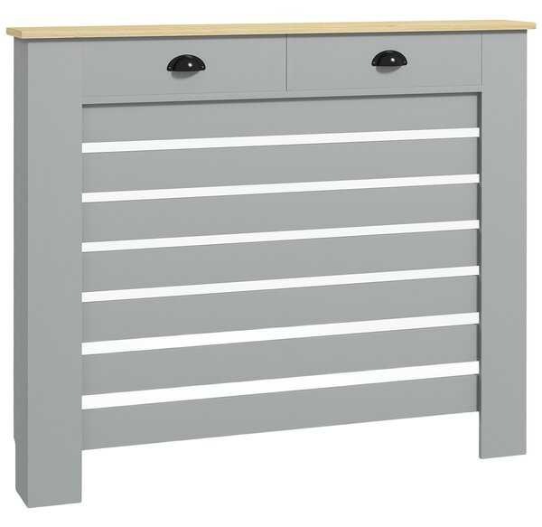 HOMCOM 95.5H x 111Wcm Radiator Cover, with Drawer - Grey Aosom UK