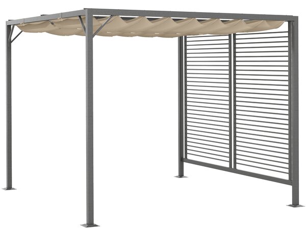 Outsunny 2.8m x 3m Retractable Metal Frame Outdoor Garden Pergola Beige