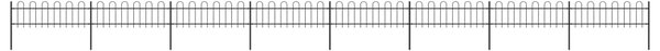 Garden Fence with Hoop Top Steel 13.6x0.6 m Black