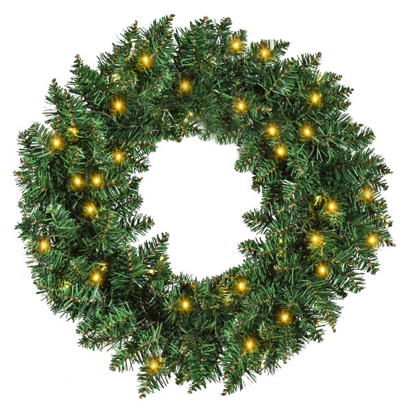 HOMCOM Christmas Wreath Decoration, 50 LED Lights