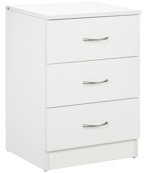 HOMCOM Three-Drawer Simple Bedside Table - White Aosom UK