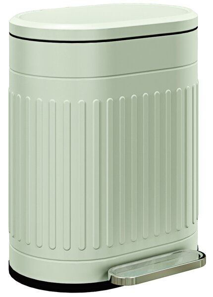 HOMCOM 20 Litre Pedal Bin, Fingerprint Proof Kitchen Bin with Soft-close Lid, Metal Rubbish Bin with Foot Pedal and Removable Inner Bucket, Light Green Aosom UK