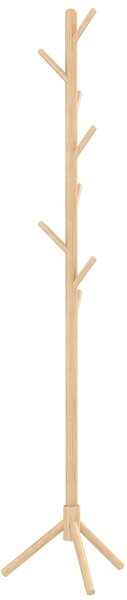 HOMCOM Eight-Hook Wooden Coat Rack - Natural