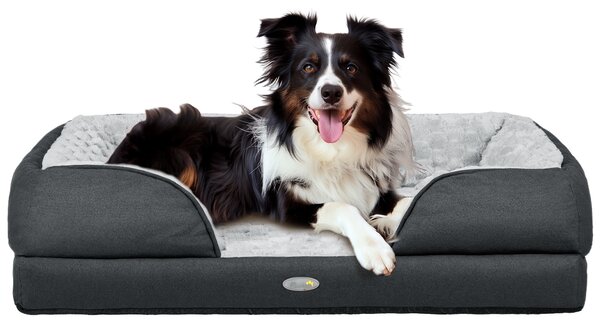 PawHut Calming Dog Bed Pet Mattress w/ Removable Cover, Anti-Slip Bottom, for Medium Dogs, 90L x 69W x 21Hcm - Charcoal Grey Aosom UK