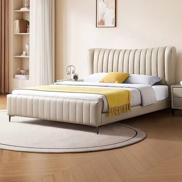 Vertical Panelled Tufted Headboard and Footboard Bed