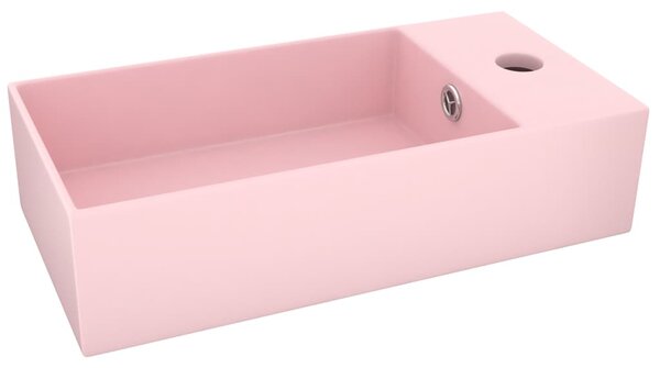 Bathroom Sink with Overflow Ceramic Matt Pink