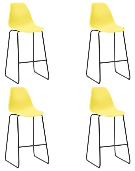 Bar Chairs 4 pcs Yellow Plastic