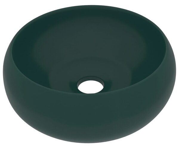 Luxury Wash Basin Round Matt Dark Green 40x15 cm Ceramic