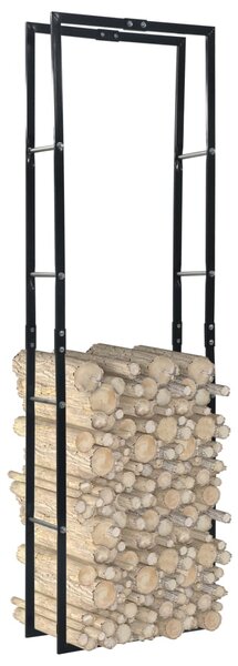 Firewood Rack Black 60x25x200 cm Steel