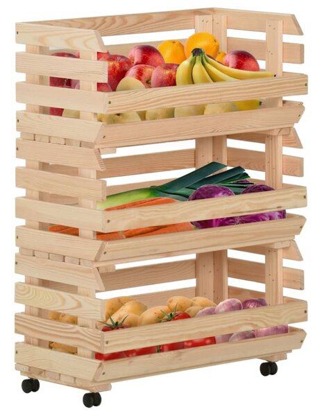 Vegetable Trolley 57x30x80 cm Solid Pinewood