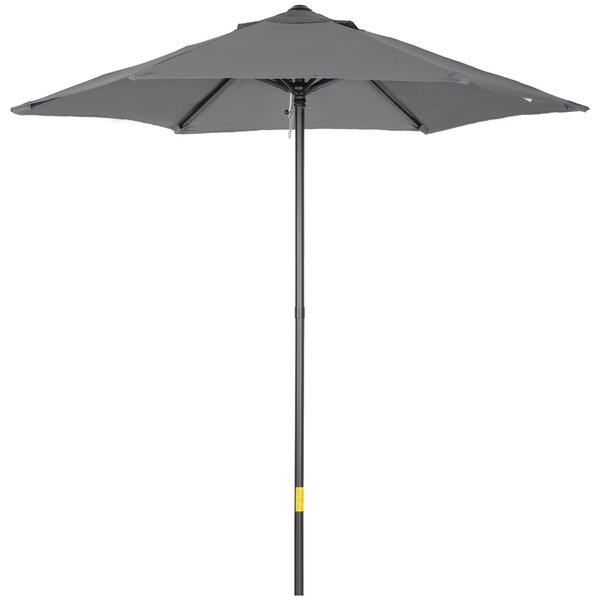 Outsunny 2m Patio Parasols Umbrellas, Outdoor Sun Shade with 6 Sturdy Ribs for Balcony, Bench, Garden, Dark Grey Aosom UK