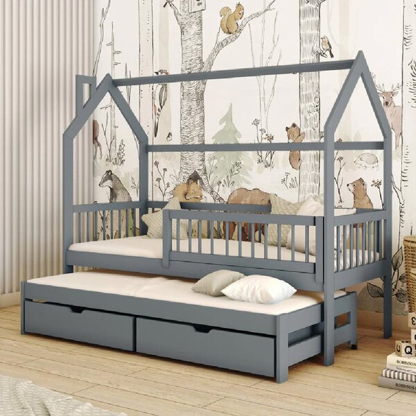Paige Wooden Day Bed Without Mattress And Trundle In Graphite