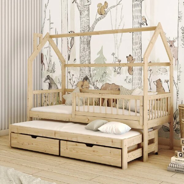 Paige Wooden Day Bed Without Mattress And Trundle In Pine