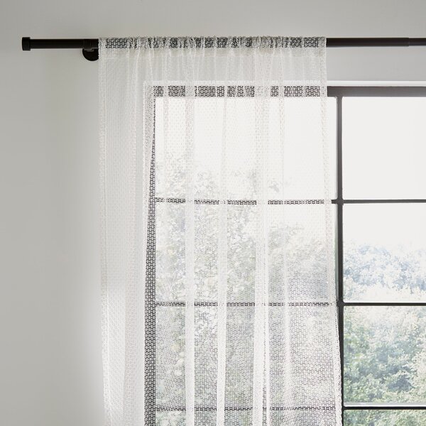 Open Weave Mini Slot Top Curtain White