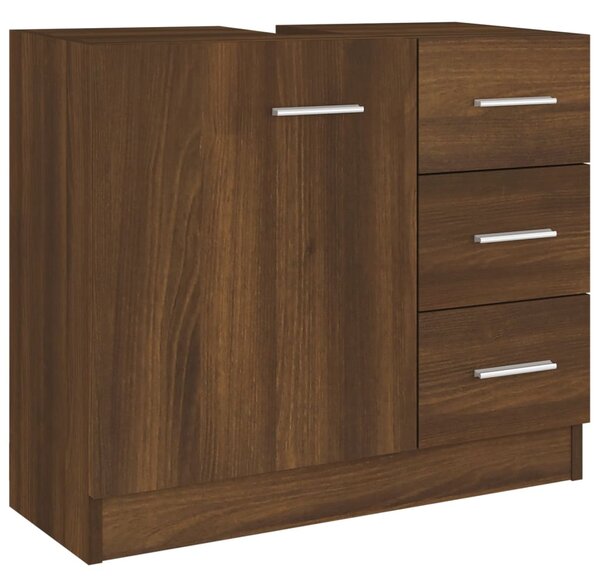 Sink Cabinet Brown Oak 63x30x54 cm Engineered Wood