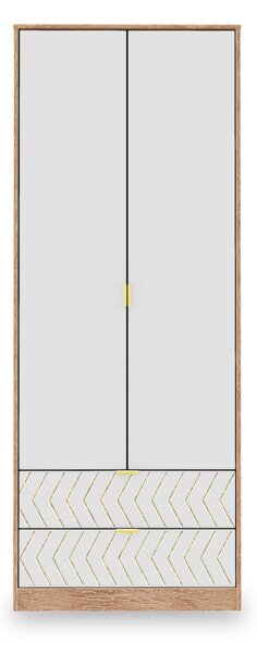 Mila White 2 Door 2 Drawer Wardrobe | Roseland Furniture