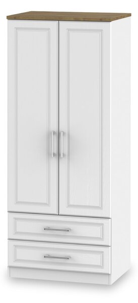 Talland White 2 Door 2 Drawer Double Wardrobe for Bedroom | Roseland Furniture