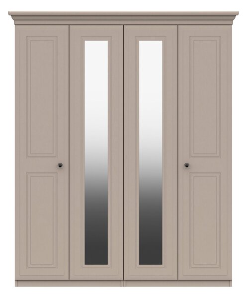 Portia 4 Door Wardrobe, Mirrored Beige