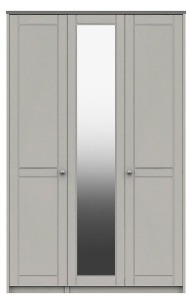 Darwin Triple Wardrobe, Mirrored Grey