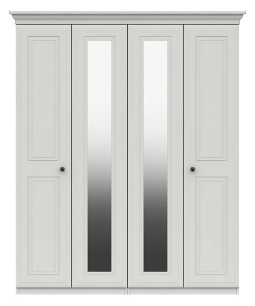 Portia 4 Door Wardrobe, Mirrored White