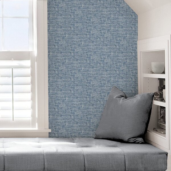 Poplin Textured Peel and Stick Wallpaper Navy