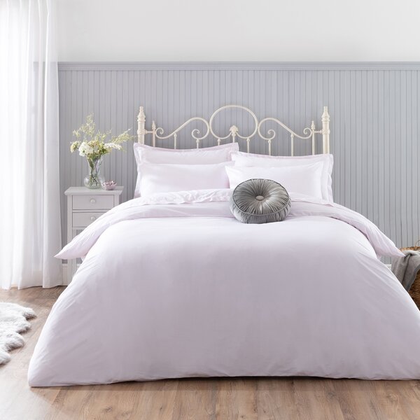 Plain Samira Blush 100% Cotton Duvet Cover and Pillowcase Set Pink