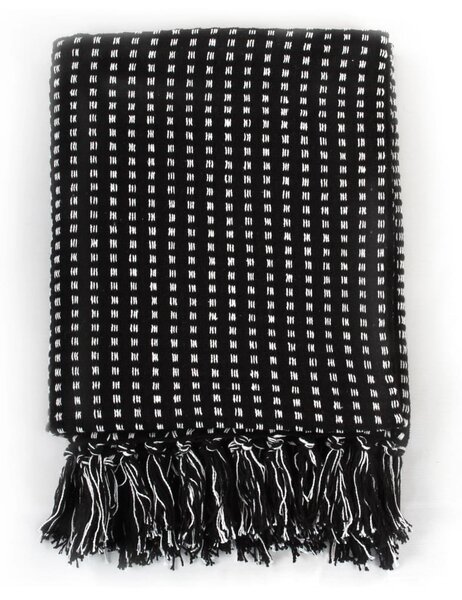 Throw Cotton Squares 125x150 cm Black