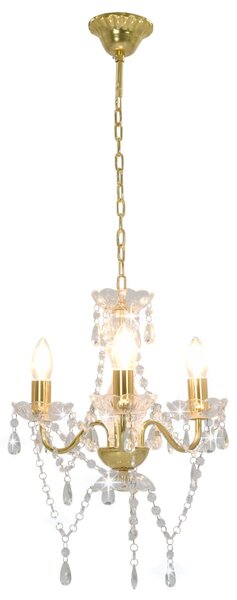 Chandelier with Beads Golden Round 3 x E14