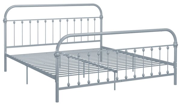 284509 Bed Frame without Mattress Grey Metal 180x200 cm Super King