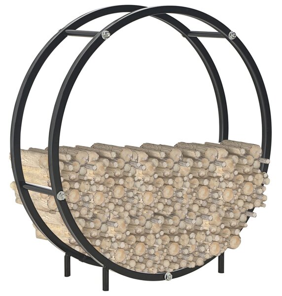 Firewood Rack Black 70x20x70 cm Steel