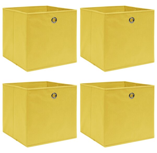 Storage Boxes 4 pcs Yellow 32x32x32 cm Fabric